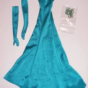 One shoulder gown and gloves for 16" doll blue (Copy)
